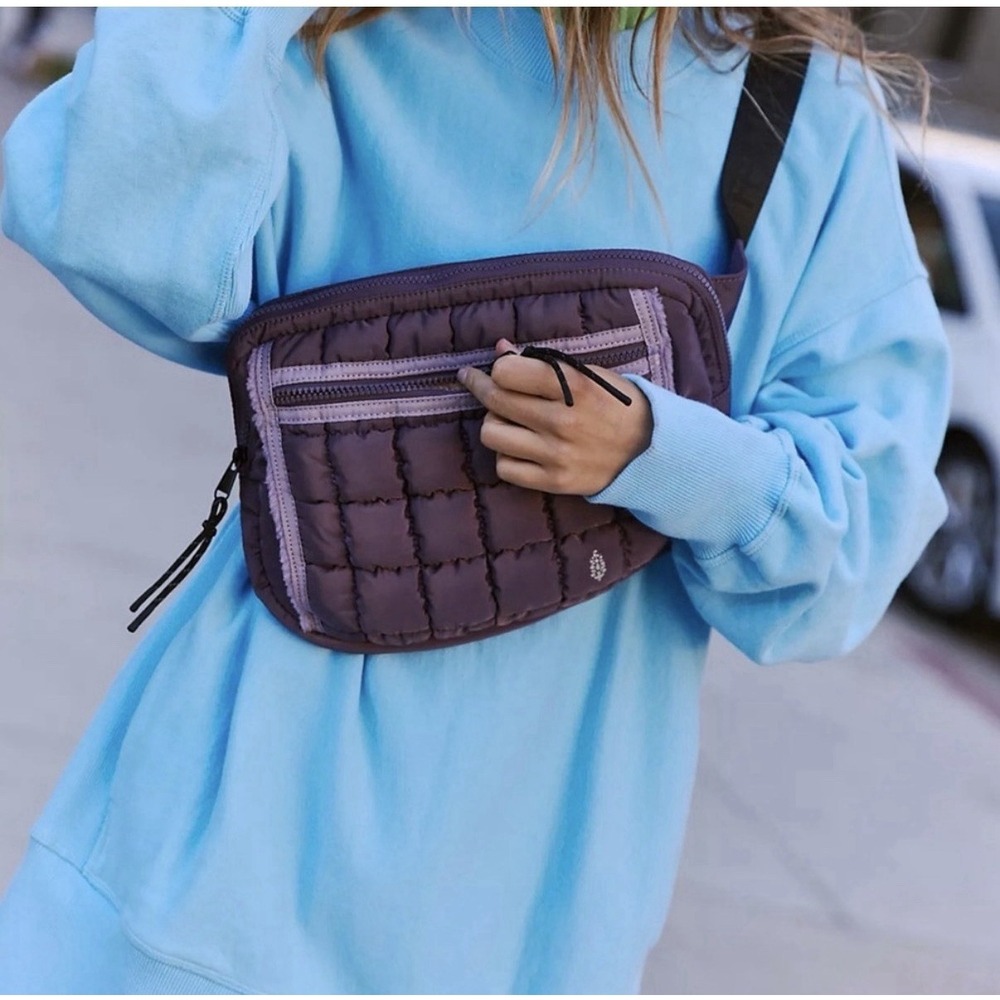NWT FP Movement Quilted Muff Sling Crossbody Sherpa Hand Warmer Purple